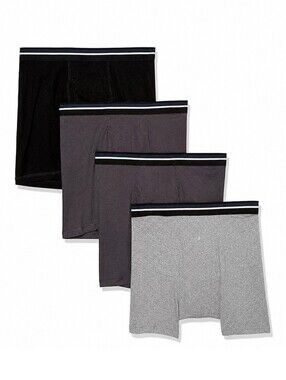 Amazon Essentials Men’s Boxer Briefs 4 Pack Gray Black Cotton Underwear 4XL Big
